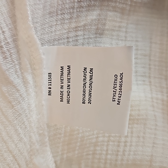 OLM Women Off/On Shoulder Button down Peplum Blouse Semi sheer Size L - Picture 12 of 13